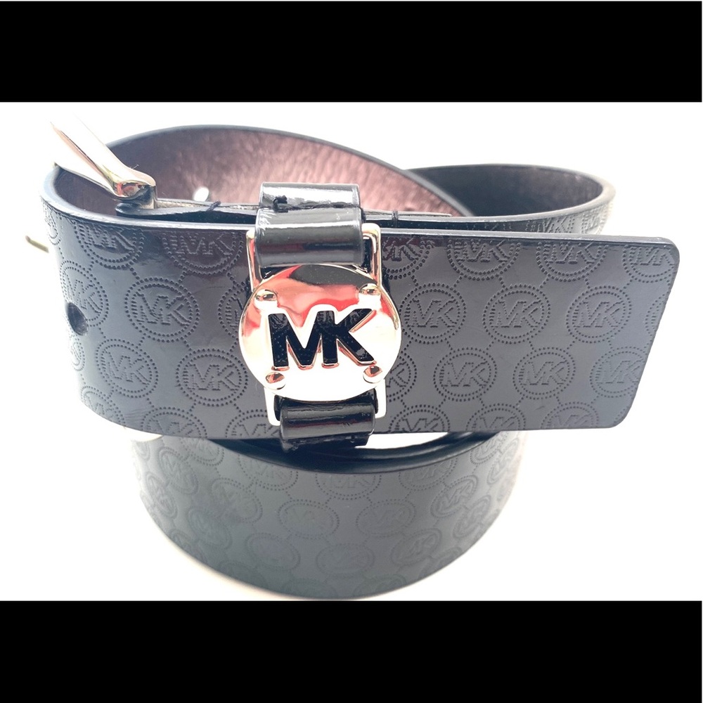 Michael Kors UNISEX Black Signature Logo Belt - Picture 2 of 8